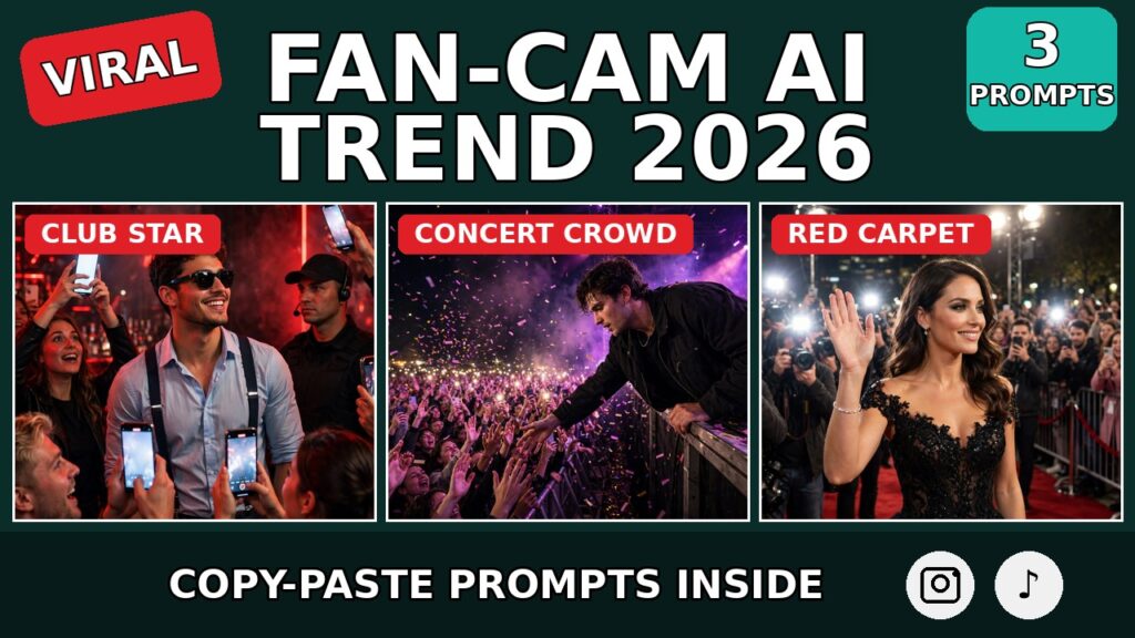 Red-lit nightclub fan-cam scene: a star in sunglasses and suspenders surrounded by cheering fans filming on their phones